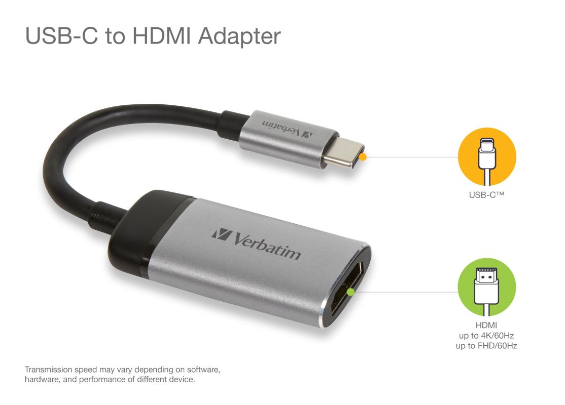 Verbatim USB C TO HDMI 4K ADAPTER USB 3.1 GEN 1 HDMI 10 cm cable