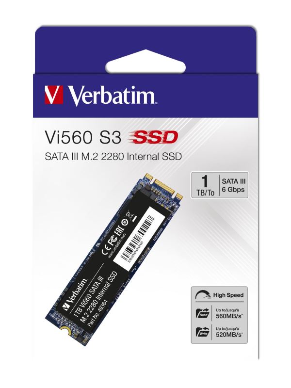 Verbatim SSD 1TB M.2 2280 SATA III Vi560 S3, Solid State Drive