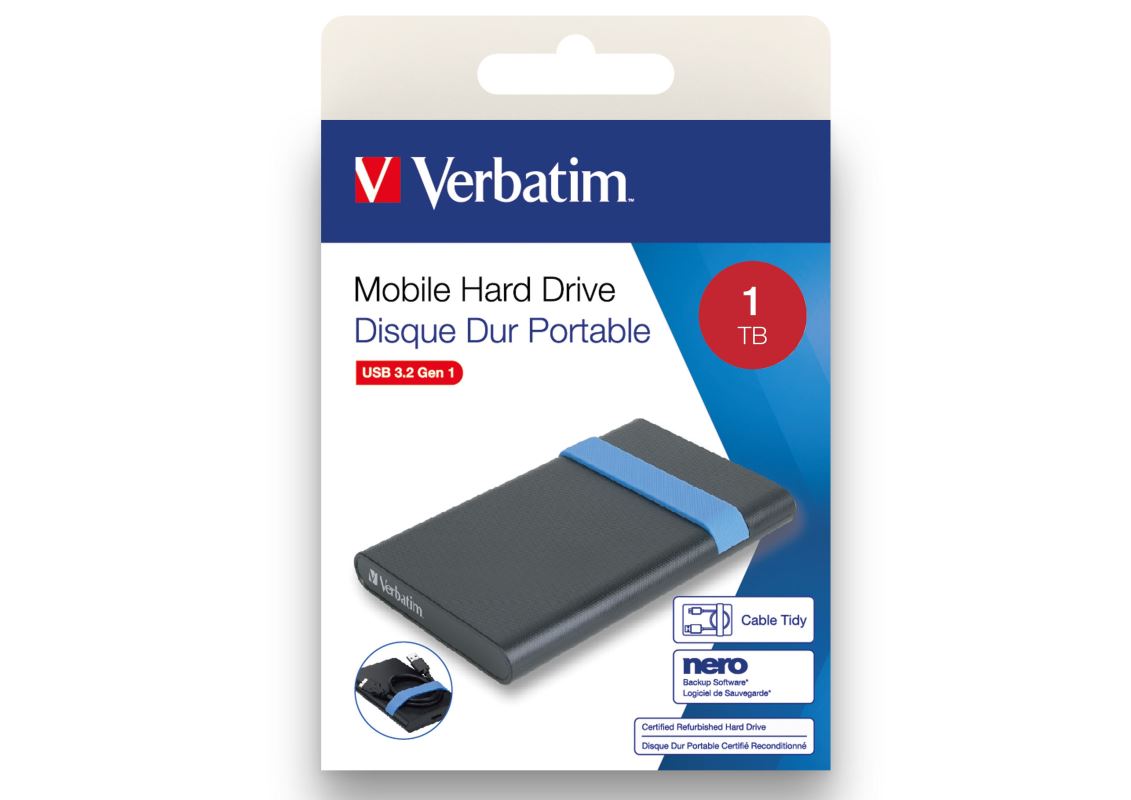 VERBATIM HDD EXT 1TB USB 3.2 CERTIFICATO E RICONDIZIONATO