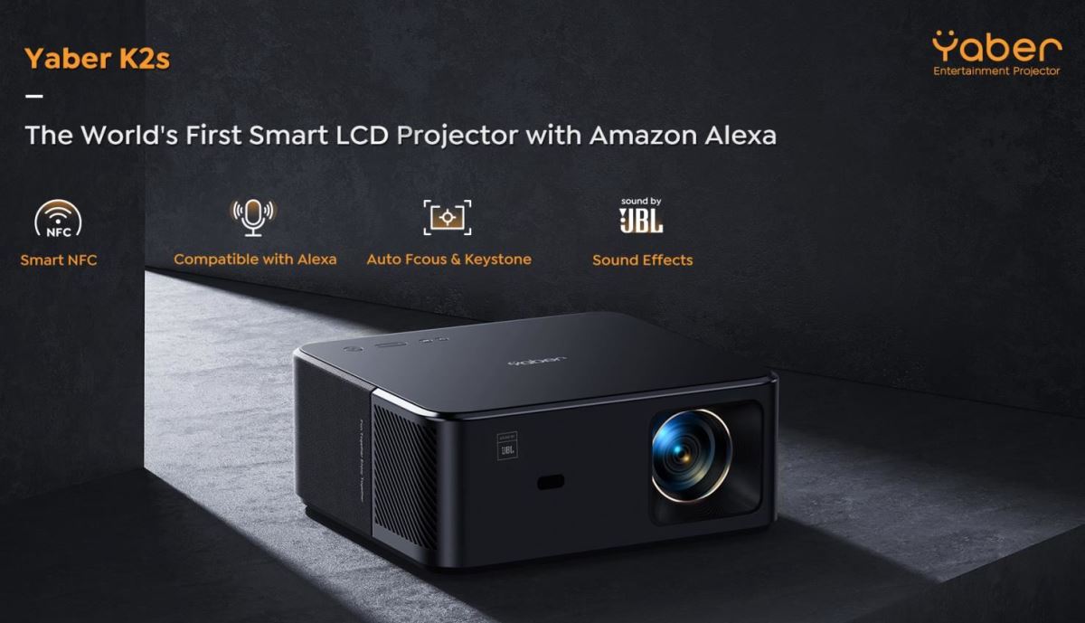 YABER K2s,Smart Home Theater Movie Projector, 800 ANSI, WiFi6