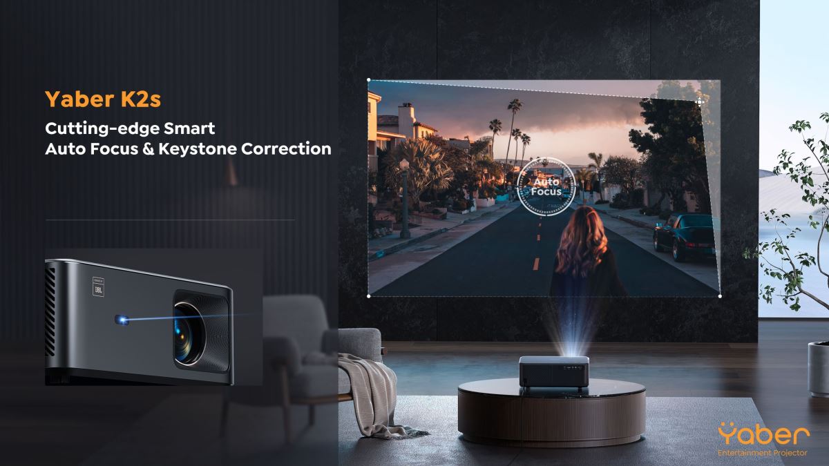 YABER K2S Smart Entertainment Projector 800 ANSI Lumens Android TV 10 JBL  Stereo Speaker DOLBY Sound Auto Focus and Keystone Correction